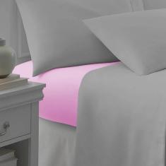 Lençol Solteiro Profissional 180 Fios Algodão Elástico Rosa