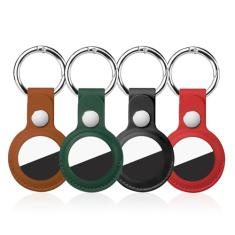 QYQa Pacote com 4 porta for AirTag, chaveiro for Air Tag, capa de couro PU, Air Tagsmate para bagagem, chaves, animais de estimação e bolsa infantil
