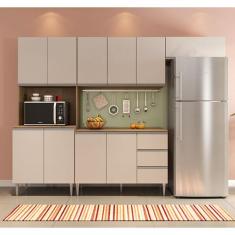 Cozinha modulada milla 4 peças amendoa off white puxador aluminio ii -