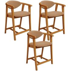 Kit 03 Banquetas Baixa Para Cozinha Sala Jantar Bancada Cecília L02 Bouclê Mostarda - Lyam Decor