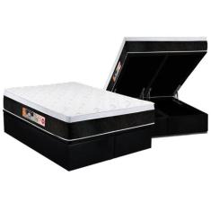 Cama Box Baú Queen: Colchão Espuma D45 Castor Black e White Air Euro P