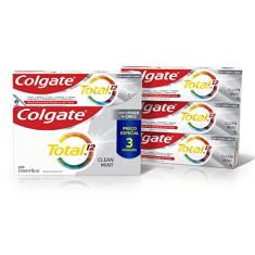 Colgate Creme Dental Total 12 Clean Mint 3 Unid 90G Embalagem Econômica Com Três Unidades