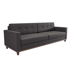 Sofá 3 Lugares Living Base de Madeira Linho Cotton Grafite 210cm