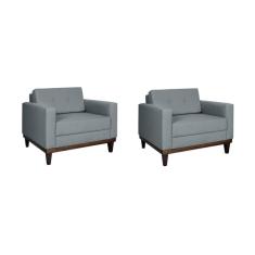 Conjunto com 2 Poltronas Living Cinza