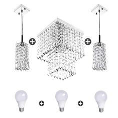 Kit 2 Pendentes Clearcrillic + Marrycrilic com Lâmpadas 6000K (Branco Frio)