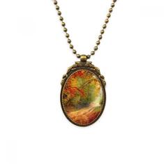 DIYthinker Colar vintage com pingente de contas vintage e cenário da natureza da floresta, verde