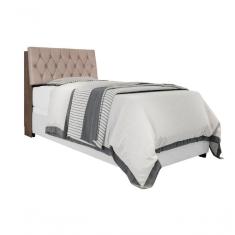 Cabeceira Box Solteiro Isis Chocolate Com Capitonê Bege