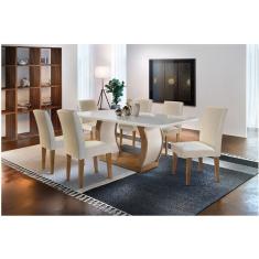 Sala De Jantar Milena Tampo Mdf Vidro Com 6 Cadeiras Grécia Q