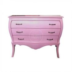 Comoda Luis XV Lyon - Lisa com Frente Abaulada - Tommy Design, Rosa