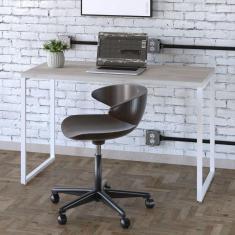 Mesa para Escritório Office Estilo Industrial 120cm Kuadra Snow/Est.Branca
