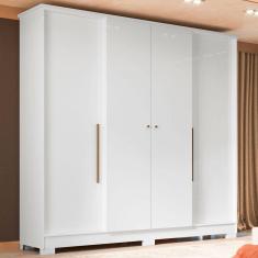 Guarda-Roupa Solteiro Mônaco 4 Portas 2 Gavetas Branco - Mx Móveis
