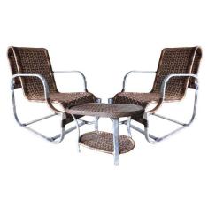 Conjunto de Poltronas Fibra Sintética Santiago - 2 Poltronas + 1 Mesa 