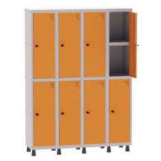 Armário Guarda Volume Locker Roupeiro 4 Vãos 08 Portas Com Prateleira 
