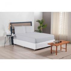 Jogo De Lençol Versatile Ponto Palito Simples 3 Peças Casal Micropercal cinza