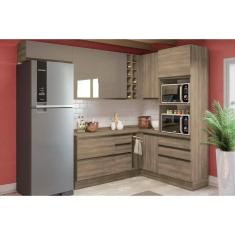 Cozinha Modulada Completa Maxxi 11 Peças (3Aéreos+2Balcões+1Paneleiro+5Complementos) C11P33 Nogal - Kappesberg