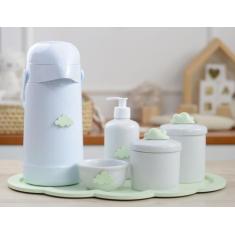 Kit Higiene Porcelana Bebê K044 Bandeja Nuvem Moderno Sabonete Térmica