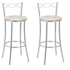 Kit 2 Banquetas Cromadas Bc51-a E503 Cromado-bege