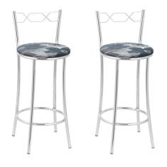 Kit 2 Banquetas Cromadas Bc51-b E510 Cromado-azul