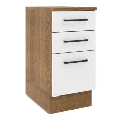 Balcão Madesa Agata 40 cm 3 Gavetas - Rustic/Branco