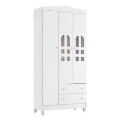 Guarda Roupa Infantil New Selena 3 Portas Branco Brilho - Carolina Móv