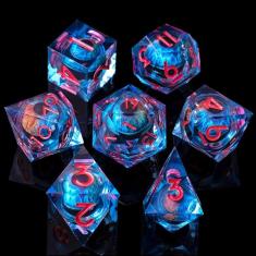 Role dice Beholder's Dragon Eye DND Dice Set, 7pcs Liquid Core Dice with Gift Box, Handmade Sharp Edge Resin Dice for Role Playing Dungeons and Dragons Ttrpg(Dark Green Dragon Eye)