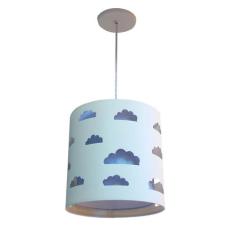 Lustre infantil pendente nuvens recortes azul 25x25 - TOM LUZ