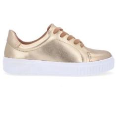 Tenis Usaflex Casual Feminino em Couro Sola Alta-Feminino