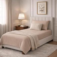 Jogo Lençol Solteiro 400 Fios 3 Peças 100 algodao - Rafaloro, Cáqui