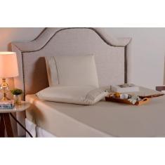 Jogo Lençol De Solteiro 3 Peças Bege 100% Algodão 200 Fios