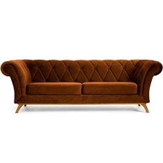 Sofá 4 Lugares Para Sala de Estar Império 280 cm D02 Veludo Telha C-262 - Lyam Decor