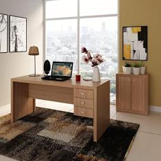 Conjunto Home Office 2 Peças Escrivaninha 3 Gavetas e Balcão 2 Portas Espresso Móveis