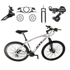 Bicicleta Aro 29 GTI Roma Shimano 24v K7 Freio a Disco Hidráulico Garfo Com Trava - Branco