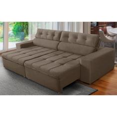 Sofá Retrátil e Reclinável 4 Lugares com Molas 2,70m Dani Suede Cappuccino Adonai Estofados