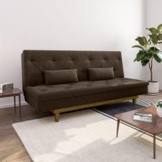 Sofá Cama 3 Lugares em Suede Tokio Yescasa Marrom/Castanho