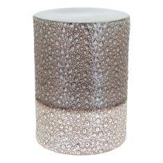 BANQUETA CERÂMICA 47x34x34cm BEGE BANCO DECORATIVO JARDIM GARDEN