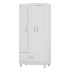 Guarda Roupas Solteiro 3 Portas 1 Gaveta Branco Prince Demóbile Branco