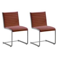 Kit 2 Cadeiras Escritório Fixa Vermelha Sem Braços Prata - Alezzi