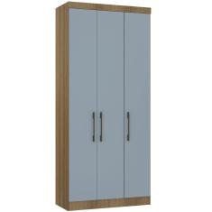 Guarda Roupa Modulado 101,50cm 3 Portas Paris Luciane Móveis Avelã Pf Com Grey Sky Pf