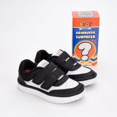 Tênis Infantil Kidy Happy Casual Com Surpresa Branco e Preto-Masculino