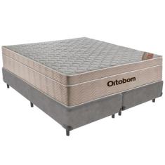 Cama Box Cinza e Colchão Airtech SpringPocket Molas Ensacadas Queen Or