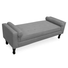 Recamier Baú Namoradeira 100cm Felix Suede Cinza - Montanaris Decor - 