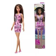 Boneca Barbie Fashion Morena Vestido Rosa - Mattel