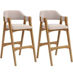 Kit 02 Banquetas Altas Suran L02 Suede Bege