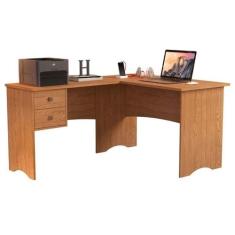 Escrivaninha mesa de computador em l de canto parise 2 gavetas tampo 1