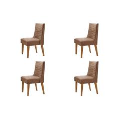 Conjunto Com 4 Cadeiras Safira Rufato, Imbuia/Animale Chocolate