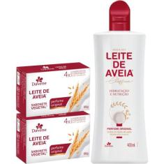 1UN Hidratante 400ml e 2 Sabonetes Leite De Aveia Davene
