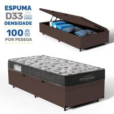 Cama Box Baú com Colchão Ortobom de Espuma D33 ISO 100 Solteiro 78 cm,