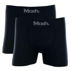 Kit 2 Peças Cueca Mash Boxer Sem Costura Microfibra, Preto, M