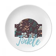 Prato de tinta de plantas de flor marrom decorativo de porcelana Salver louças de jantar