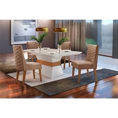 Sala De Jantar Lucy 120 Tampo MDF Com 4 Cadeiras Safira Rufato